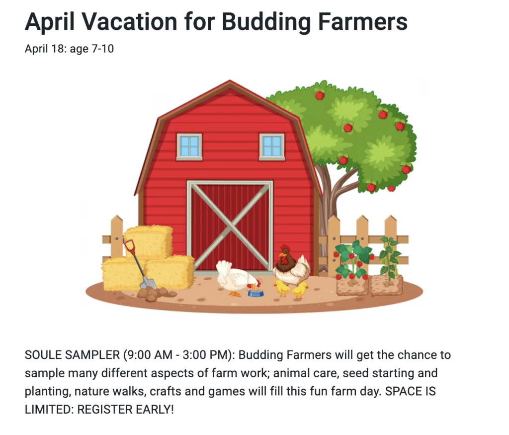 April Vacation for Budding Farmers
